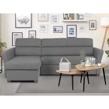 Sedací souprava Rohová sedací souprava Livia, kouřově šedá látka, levý roh