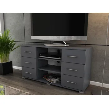 Televizní stolek Vysoký TV stolek Oskar TV, grafitový, výška 65 cm