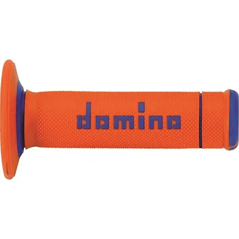 Motodoplněk Gripy na motorku Domino gripy A190 offroad délka 123 + 120 mm, oranžovo-modré