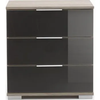 Noční stolek Noční stolek Easy Plus C, dub sonoma/šedé sklo