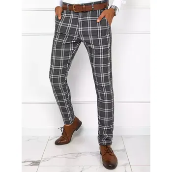 Pánské oblečení pánské textilní karované chino kalhoty UX3776 Barva: Tmavě Šedá, Velikost: 31