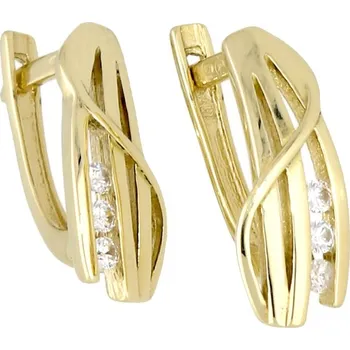 Náušnice Goldstore Zlaté jemné náušnice s bílými zirkony Váha: 2.72 g