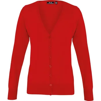 Dámský svetr Premier Workwear Dámský pletený svetr s výstřihem do véčka Barva: červená, Velikost: M PW697