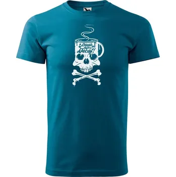 Pánské tričko DOBRÝ TRIKO Pánské tričko s potiskem Decaf Velikost: L, Barva: Petrolejová