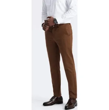 Ombre Clothing Chinos karamelové kalhoty klasického střihu s jemnou texturou V3 PACP-0190