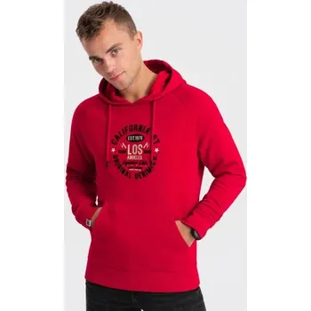 Pánská mikina Ombre Clothing Jedinečná červená mikina s nápisem V2 SSPS-0151