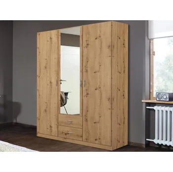 Šatní skříň ASKO - NÁBYTEK Case Šatní skříň se zrcadlem 136 cm Dub