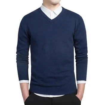 Pánský svetr Elegantní pánský svetr s malým výstřihem Barva: Modrá, Velikost: 3XL