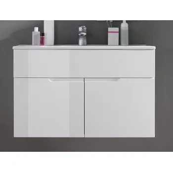 Koupelnový nábytek Koupelnová skříňka s umyvadlem Spice, lesklá bílá