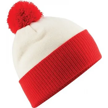 Čepice Beechfield Dvoubarevná čepice Snowstar s bambulí Barva: bílá - červená výrazná CB451