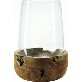 Svícen Leonardo Terra Lucerna 45 cm s teakovým podstavcem