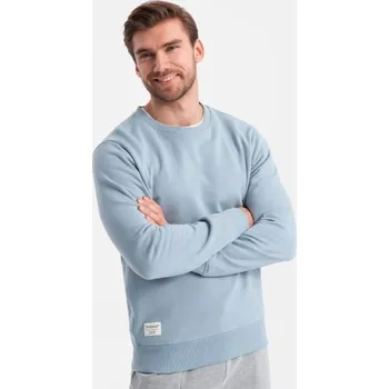 Pánská mikina Ombre Clothing Základní modrá mikina bez kapuce V7 SSBN-0175