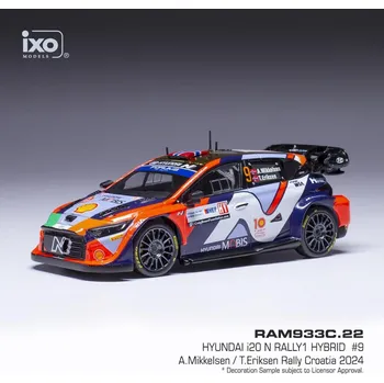 autíčko Hyundai i20 N Rally1 - Rally Croatia 2024 #9 Mikkelsen - Eriksen 1:43 IXO