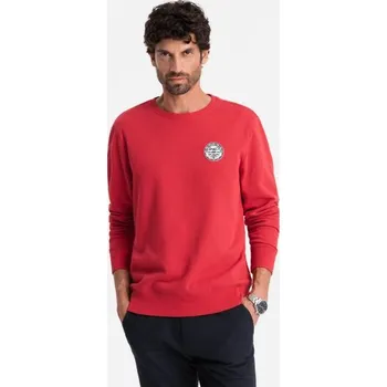 Pánská mikina Ombre Clothing Pohodlná červená mikina s nášivkou V1 SSNZ-0134
