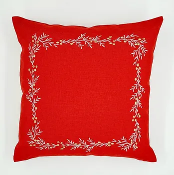 Dekorativní polštářek BYTEMA Vánoční dekorační povlak JMELÍ ČERVENÉ 40 x 40 cm