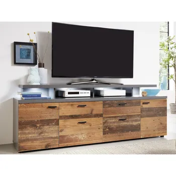 Televizní stolek Široká TV skříňka Mood, 180 cm, vintage optika dřeva
