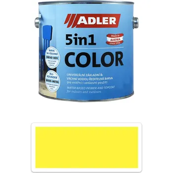 Lak na dřevo ADLER 5in1 Color - univerzální vodou ředitelná barva 2.5 l Schwefelgelb / Sírově žlutá RAL 1016 - Venkovní barva na dřevo