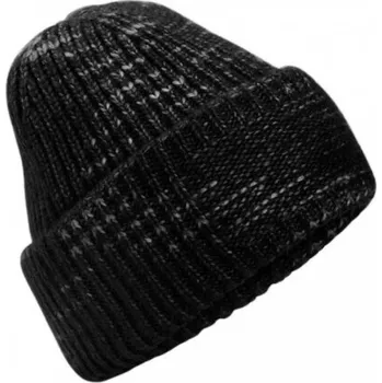 Módní doplněk Beechfield Pletená ohrnovací čepice s manžetou na výšivku Barva: černá melír CB330R