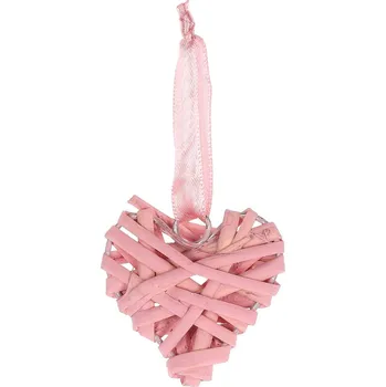 Vánoční dekorace Závěsná dekorace Srdce proutěné, růžová