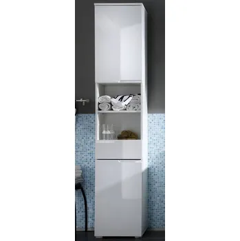 Koupelnový nábytek Koupelnová vysoká skříňka Spice, lesklá bílá