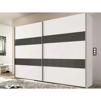 Šatní skříň Šatní skříň Altona, 270 cm, bílá/šedé sklo