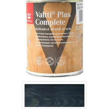 Lak na dřevo TIKKURILA Valtti Plus Complete - matná tenkovrstvá lazura 0.9 l Yö 5086 - Venkovní barva na dřevo