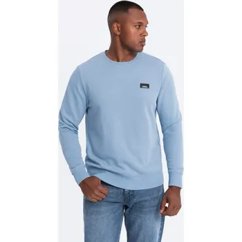 Pánská mikina Ombre Clothing Trendy světle modrá mikina s nášivkou V3 SSNZ-0136