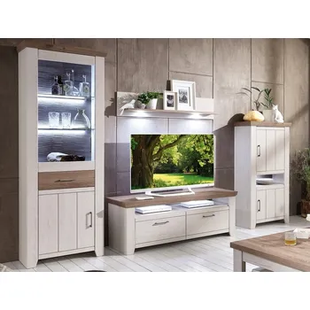 Obývací stěna Obývací stěna Cruz, kombi, bělená pinie/šedý dub