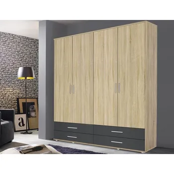 Ložnice Šatní skříň Rasant Extra, 168 cm, dub sonoma/šedá