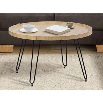 Konferenční stolek Kulatý konferenční stolek Bergheim, světlý dub