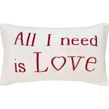 Bytový textil SCANquilt pletený povlak DESIGN all you need is love / all i need is love smetanovočervená 30 x 50 cm