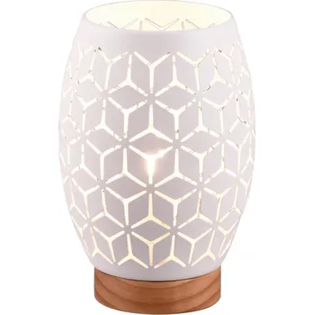 Lampička Stolní lampa Bidar 21 cm, bílý kov/dřevo