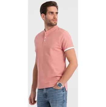 Pánské tričko Ombre Clothing Pohodlná trendy růžová polokošile V7 TSCT-0156