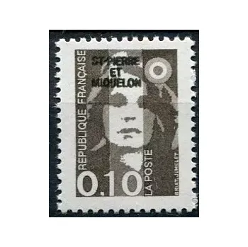 Poštovní známka Post France (1990) MiNr. 589 ** - Saint Pierre a Miquelon - Marianne (přetisk)