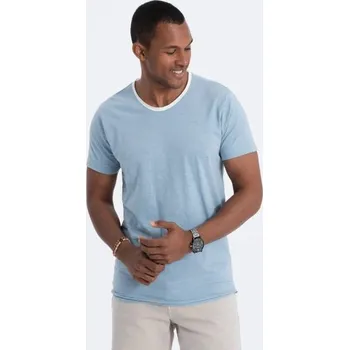 Ombre Clothing Trendy modré tričko bez potisku V4 TSCT-22SS-004