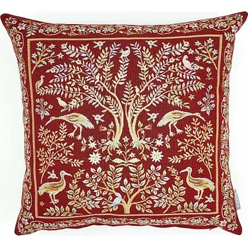 Dekorativní polštářek BYTEMA Gobelínový povlak na polštář WILLIAM MORRIS bordó 45 x 45 cm