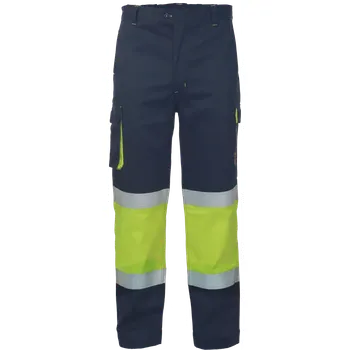 CERVA Kalhoty pracovní reflexní do pasu MULTINORM STRIP FR HV, barva žlutá/navy, vel. XXXL