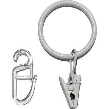 Kroužky se žabkou a háčkem na garnýž (10 ks) pro 16 - 20 mm, bílé