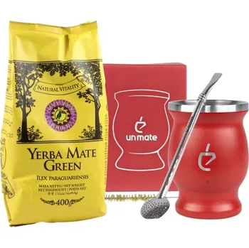 Čaj Výhodný set: Afrodiziakální yerba maté Mate Green Potente s červenou kalabasou a bombillou