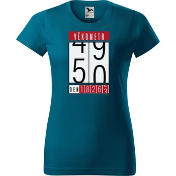 Dámské oblečení DOBRÝ TRIKO Dámské tričko s potiskem Věkometr 50 Barva: Petrolejová, Velikost: XL