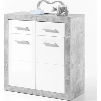 Komoda Komoda Stone 82 cm, beton/bílá
