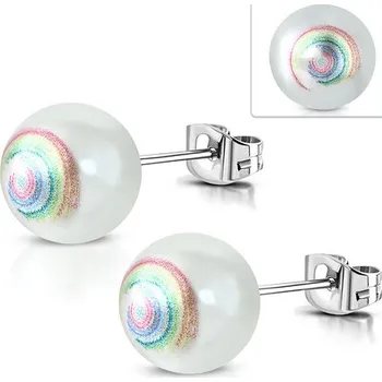 Náušnice Náušnice s duhovým spirálovým vzorem na perleťovém podkladu