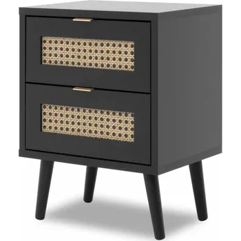 Noční stolek Noční stolek Vienna, černá/výplet