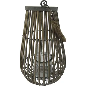 Svícen Proutěná lucerna Bella 30 cm, šedá