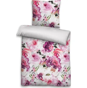 Povlečení Povlečení Rosa, bavlněný satén, růžové květinové