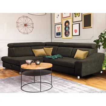 Sedací souprava Rohová sedací souprava Brico, šedo-hnědá látka, levý roh