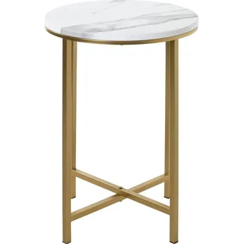 Konferenční stolek Kulatý odkládací stolek Albufeira 39 cm, zlatý/mramorový