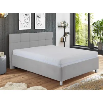 Postel Postel Glory 140x200 cm, světle šedá látka, bez matrace