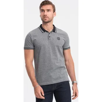 Ombre Clothing Černá polokošile s kontrastním límcem V1 POSS-0109