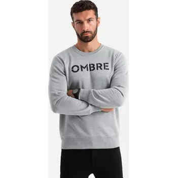 Pánská mikina Ombre Clothing Klasická šedá mikina s nápisem V1 SSPS-0181